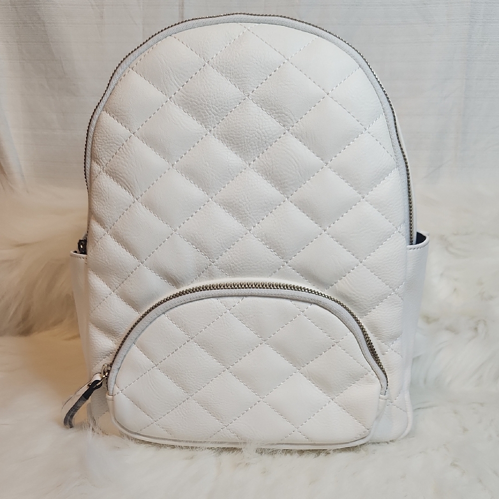 Time and Tru Quilted White Backpack